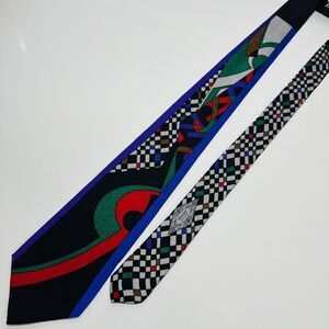 Vintage-New Gianni Versace Atelier Stained Glass/Colorblock Silk Tie 57x3.5 RARE